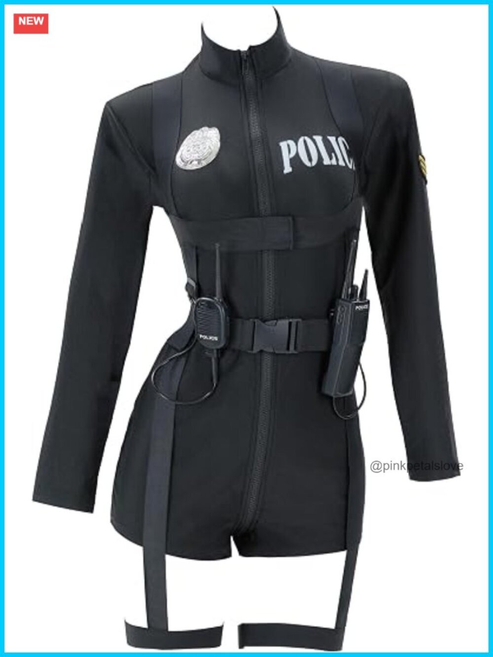 Police Cosplay Costume Set with Belt Hat & Garter